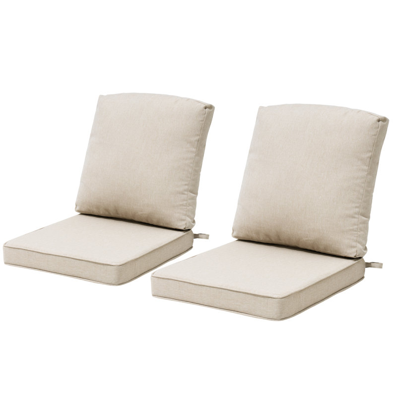 21'' W X 22'' D X 3.5'' H Outdoor Seat / Back Cushion Set, 2, Putty