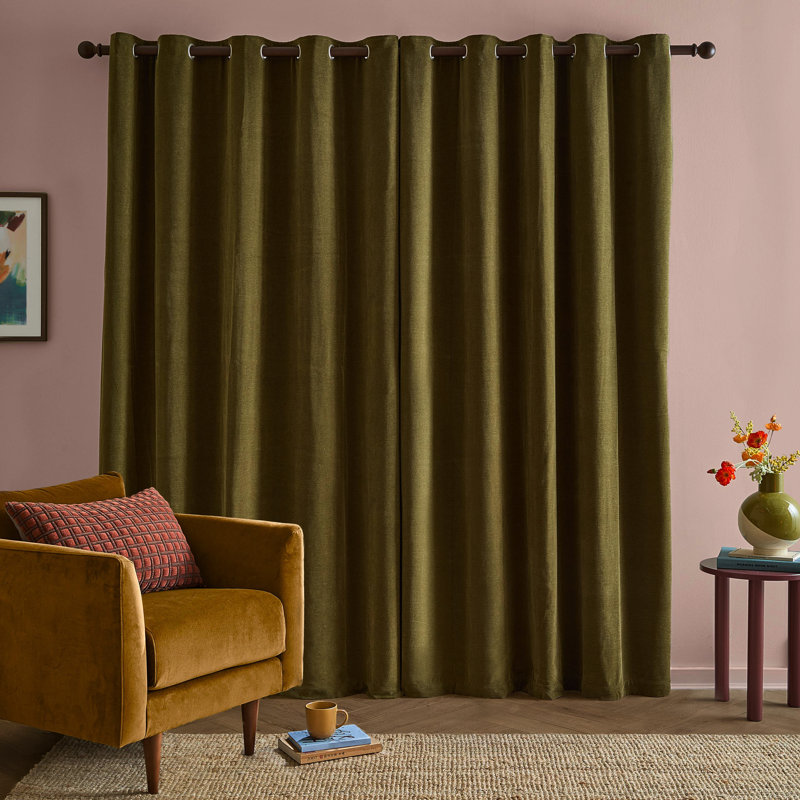 Soft Chenille Blackout Curtain Panel Pair, 229 cm Width x 183 cm Drop