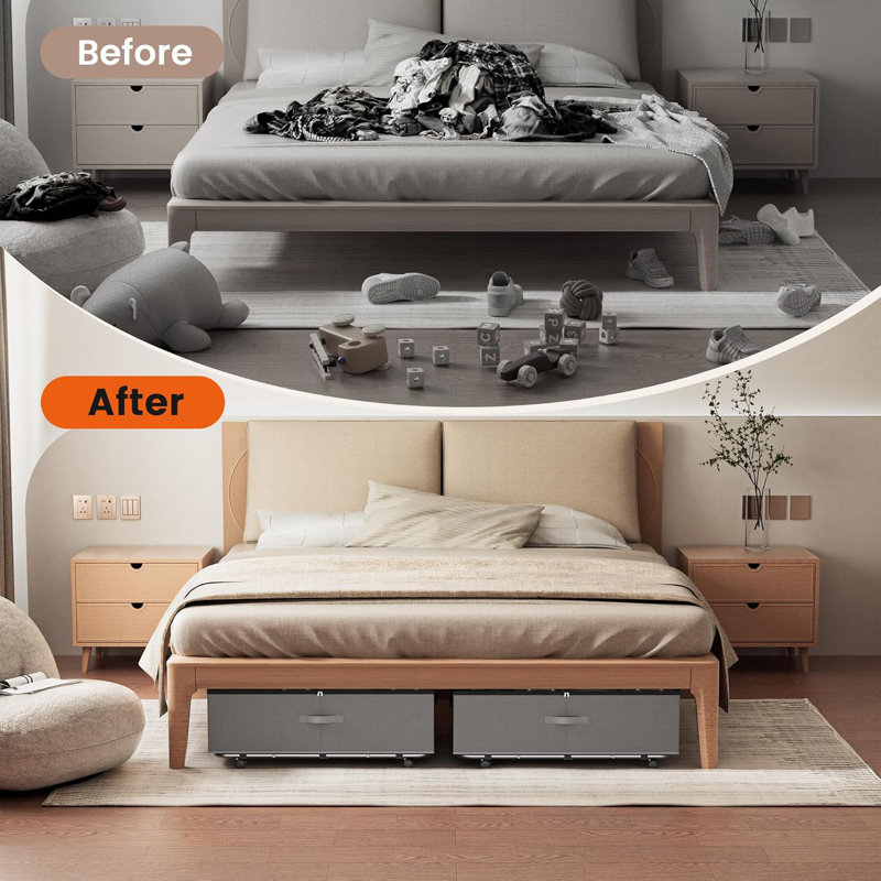 XXXL 100L Under Bed Storage with Wheels, Rolling Storage Containers with Support & Clear Lid