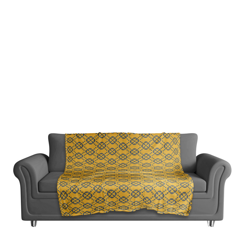 Hand Woven Throw Blanket, Yellow/Gray