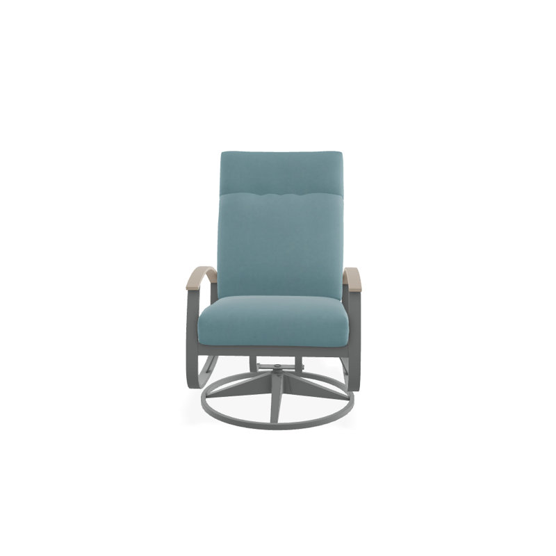 Chaise de patio pivotante avec coussins Askar, Graphite texturé, Bleu minéral, Désert P60