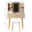 4-Drawer Vanity Desk With LED Mirror & Carved Details, Fluted Makeup Table With Metal Legs And PU Stool, Carved Dressing Table With Jewelry Storage For Bedroom