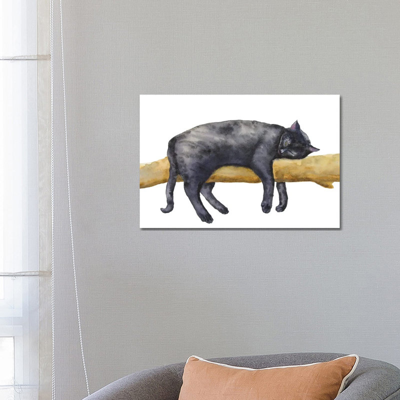 Sleeping Black Cat by Alexey Dmitrievich Shmyrov - Wrapped Canvas Print, 66.04 cm H x 45.72 cm W x 1.91 cm D