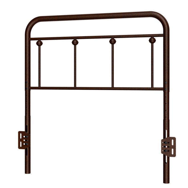 August Grove® Metal Twin Size Headboard, Adjustable Height, Farmhouse Victorian Style, Steel Headboard Only For Bedroom, Easy Assembly, Brown