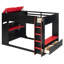 Lit mezzanine moderne pour jouer avec bureau éclairé, armoire de rangement, tiroirs et tringle à vêtements-323642483
