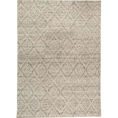 Tapis noir / beige en laine noué à la main La