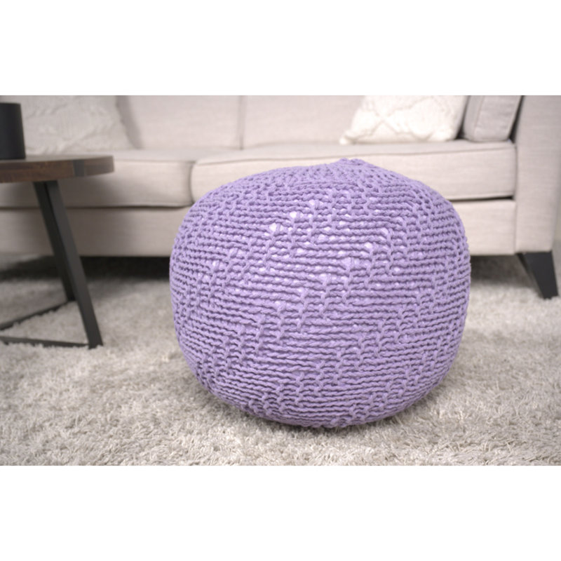 Pouf tricoté en coton lavande Spellbind - ou coussin de sol capacité de poids de 200 lb option décorative