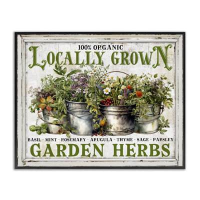 Vintage Herbs in Buckets Giclee Art by Creatif Belle