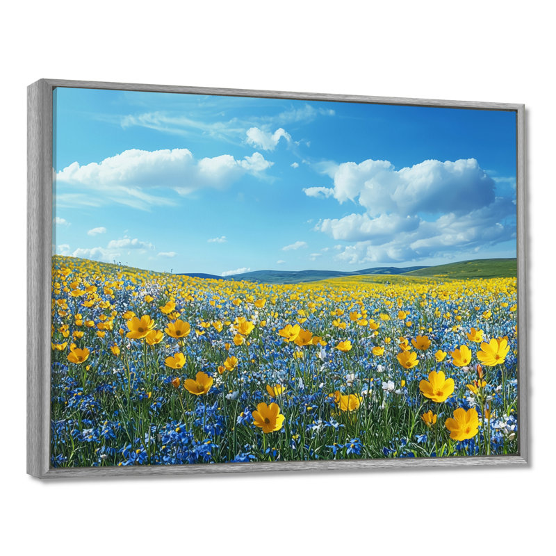 Ioseph - Floral Wall Art, Argent argent, H 30 po x l 40 po, Impression encadrée flottante