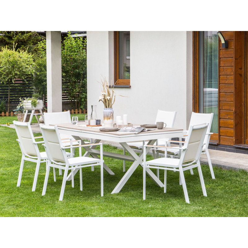 Rexanna Rectangular Extendable Outdoor Dining Table , 72.4cm cm W 35.4cm cm D, Brown/White