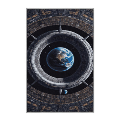 Machine Washable Space Purple Area Rug