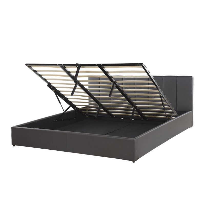 Dreux Upholstered Ottoman Storage Bed, European Grand King (180 x 200cm), Grey