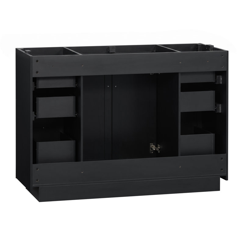 48" Classic Freestanding Bathroom Vanity Cabinet Only, 6 Drawers & 2 Soft-Close Doors, Black