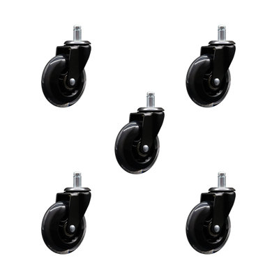 3 Inch Polyurethane 7/8 Inch Grip Ring Stem Casters Set 5