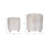 Delsin Ivory Tan Stoneware Ceramic Planter Set with Raised Pattern - Set of 2 (8" & 7")