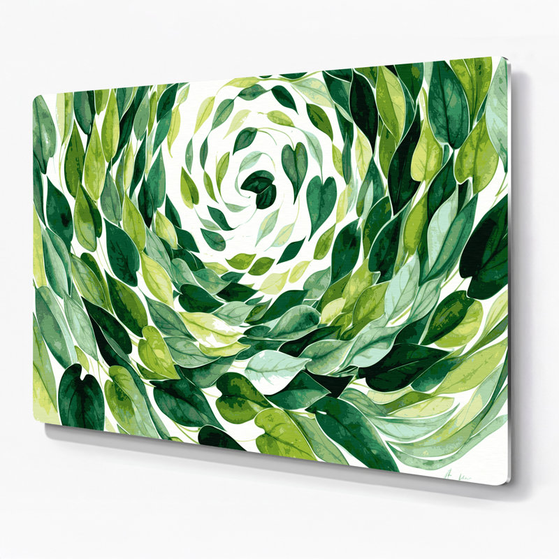 Art mural en métal botanique vert pépéromia