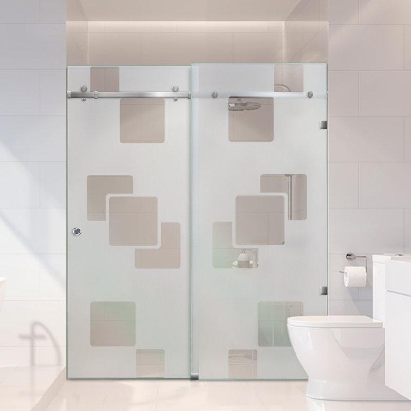 Portes de douche coulissantes doubles en verre 64 po x H 80 po, Semi-privé, Oui