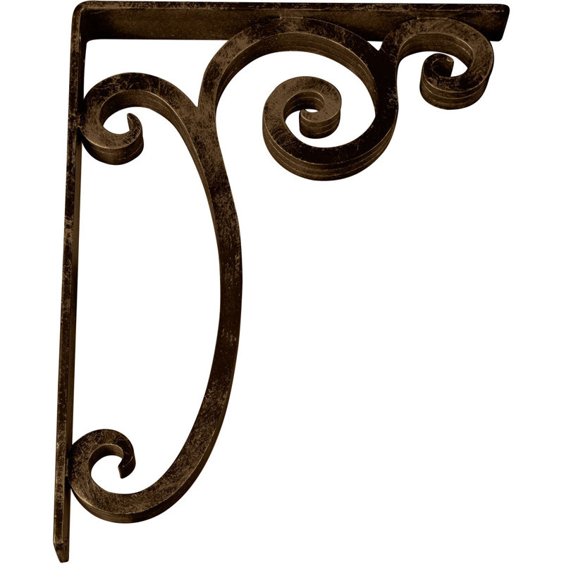 Support en fer forgé Avery de l 2 po x P 12 po x H 15 po, (contreventement triple central), laiton antique, Laiton antique