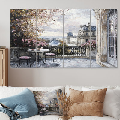 Pink Parisian Elegance Louvre Musee - City Paris Wall Art Print Set