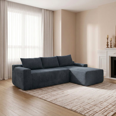 Modern Modular L-Shape Sectional Sofa with Deep Seat Chaise, No Assembly Required