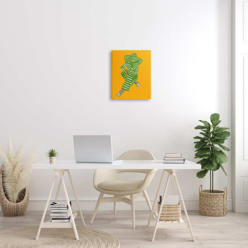 Tendance moderne à rayures avec motif à rayures par Amelia Noyes - impression, Toile tendue, H 20 po x l 16 po x P 1,5 po
