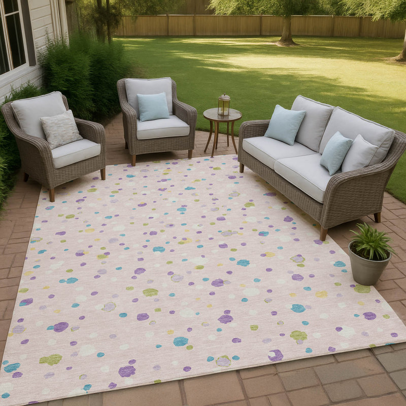 Machine Washable Indoor/Outdoor Chantille ACN2518 Geometric Rug, Pink, Rectangle 2'6" x 3'10"