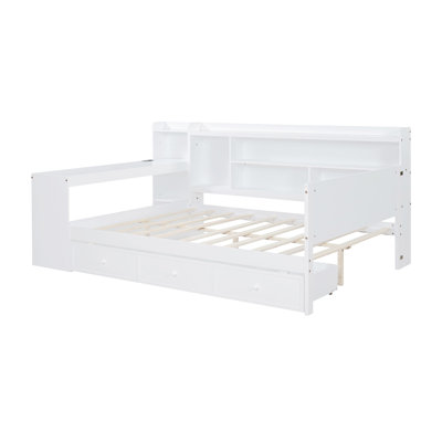 3 Drawers Daybed With Desk And Bookcase