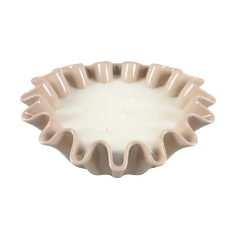 Bougie en céramique 17 oz à volants - Veranda (beige)