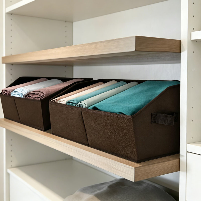 Fabric Cube Bins with Handles, Trapezoid Collapsible Storage Baskets for Shelves, Closet Organizers for Home, Dorm, Office, 10 Pack, Brown