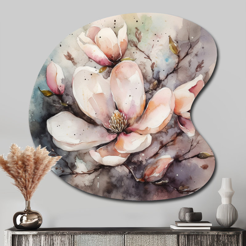 «Pink Magnolia Symphony I - Unique Shape Magnolias», reproduction d'art asymétrique, H 33 po x l 33 po