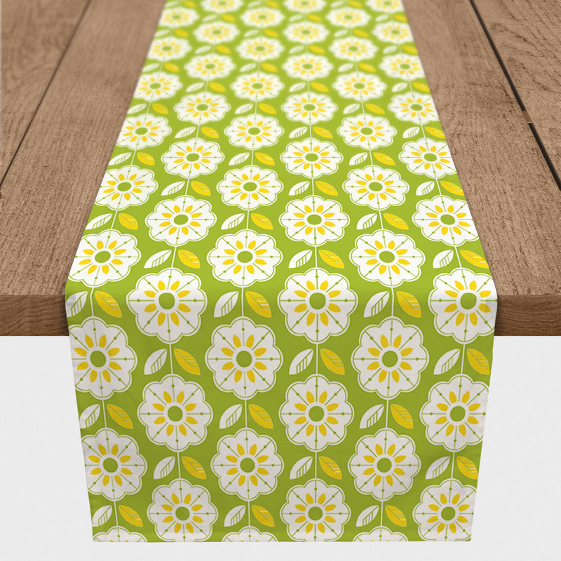 Geometric Cotton Blend Table Runner, 90" L x 16" W