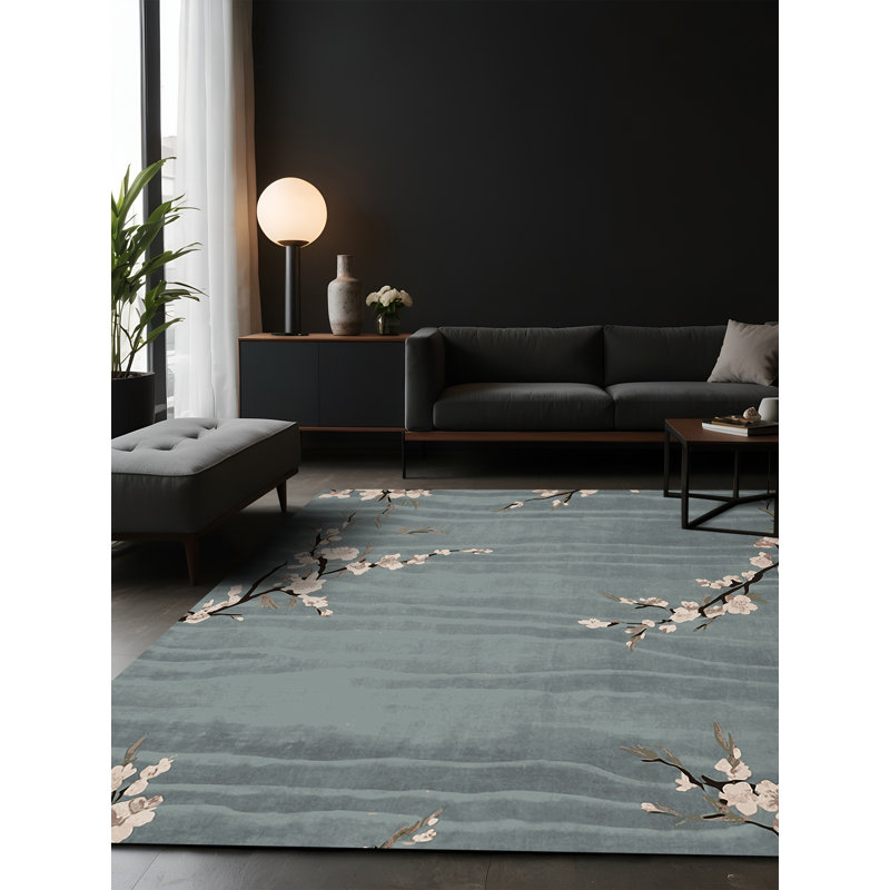 Tapis gris soyeux et moelleux, Carré 6 pi