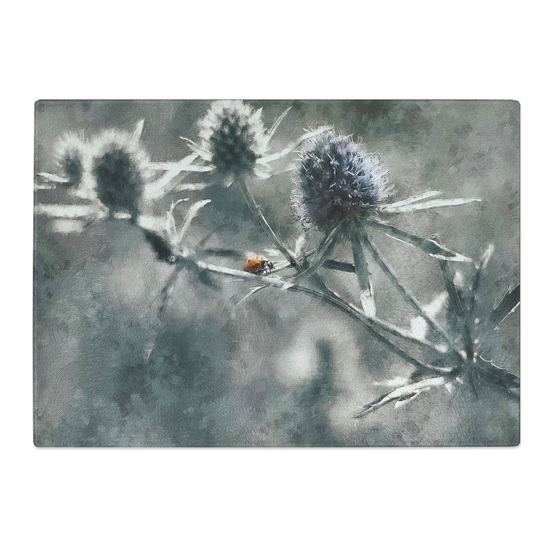 Tempered Glass Ladybird upon a Thistle Flower Chopping Board