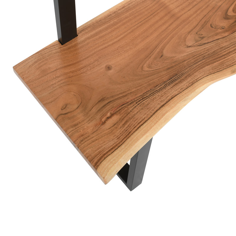Pomona 48"W 72"H, Solid Acacia Wood Hall Tree Bench with Storage Shelves and 7 Coat Hooks
