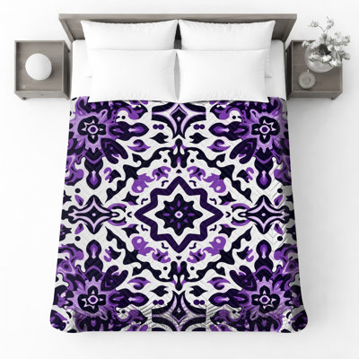 Couvre-lit matelassé mauve à motif fleuri toutes tailles