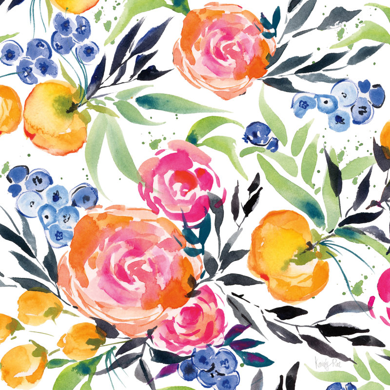 Blueberries Among Us Crop by Kristy Rice - Wrapped Canvas Painting, 91cm H x 91cm W x 3.8cm D