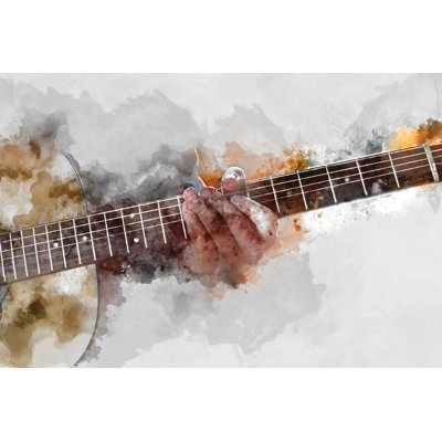 Addolorata, jouant de la guitare, abstrait - impression sur toile tendue