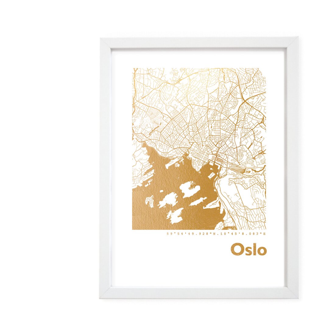 Gerahmtes Papierbild - Grafikdruck „Oslo Map”