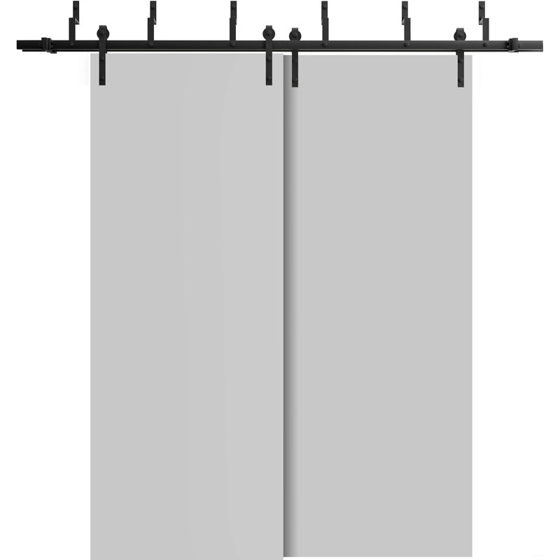 Portes à panneaux coulissantes en bois lambrissé Planum, 72 po x 84 po, Gris mat