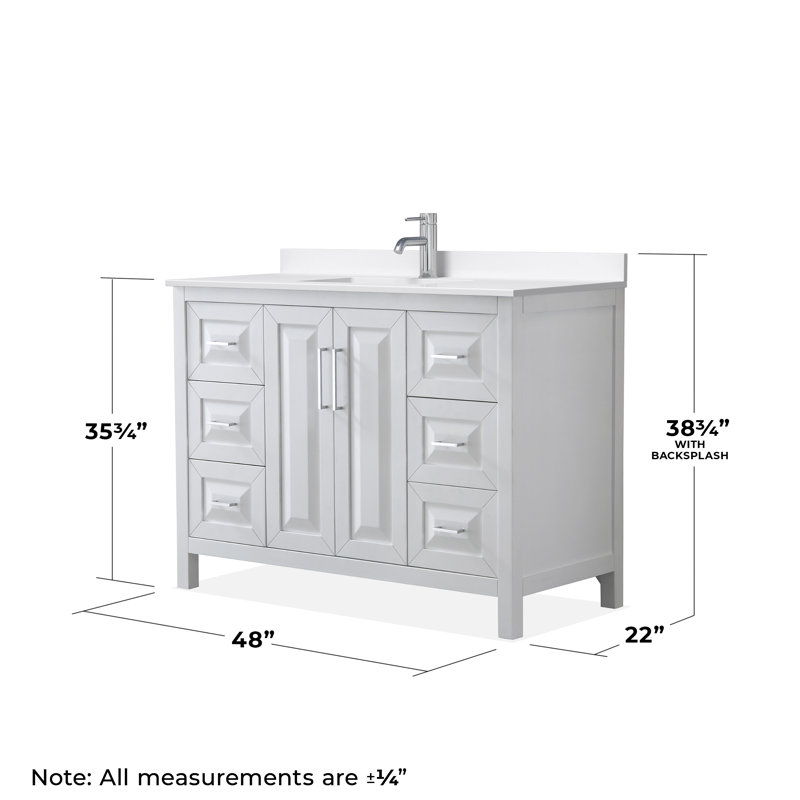 Daria 48'' W Vanity, Polished Chrome, White, White Quartz