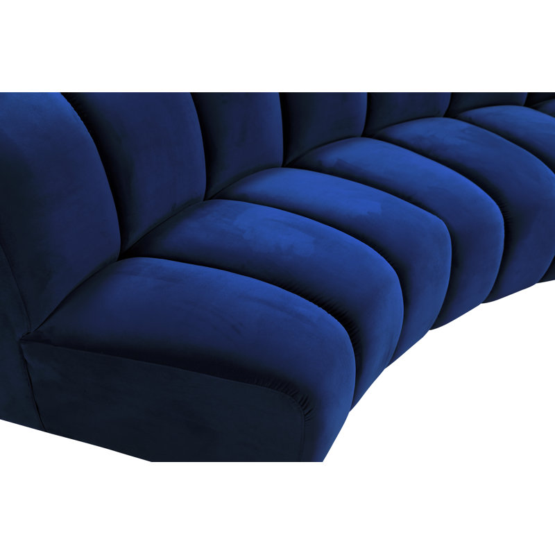 Canapé modulaire en velours Infinity, Velours bleu marine, 9 pièces