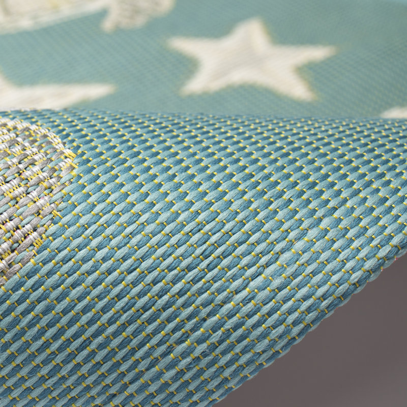 Monchat No Pattern And Not Solid Color Synthetic Non-Skid Kitchen Mat, Rectangle 2'5" x 3'11", Aqua