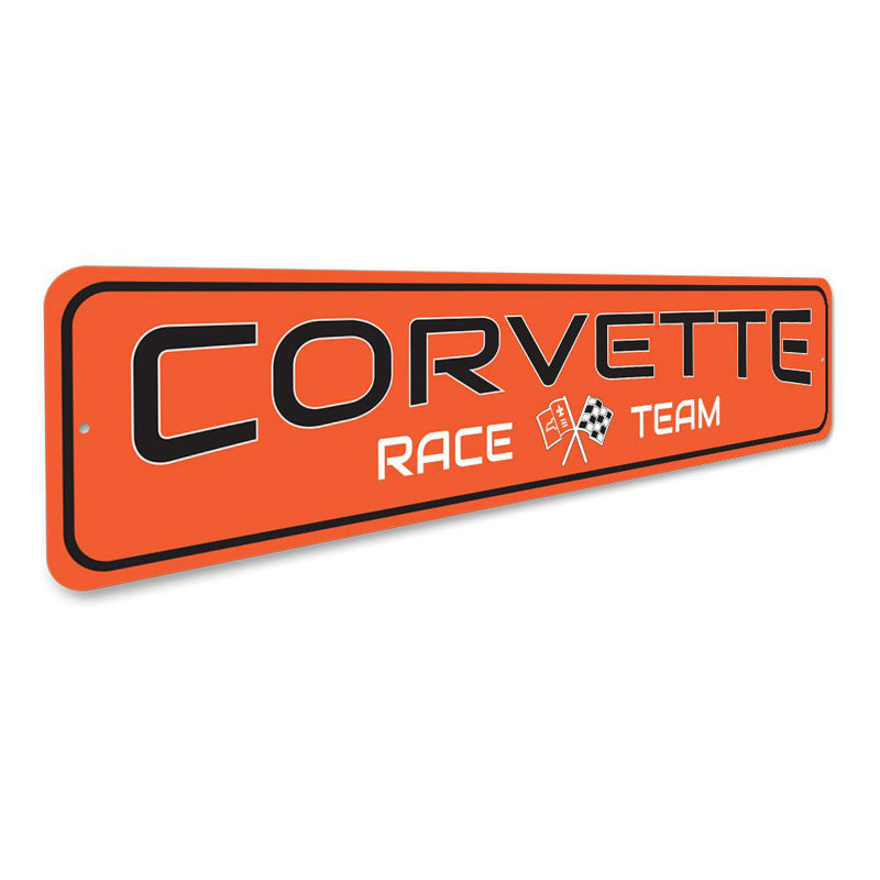 Enseigne en aluminium Chevy Corvette Race Team, H 6 po x l 24 po x P 0,06 po