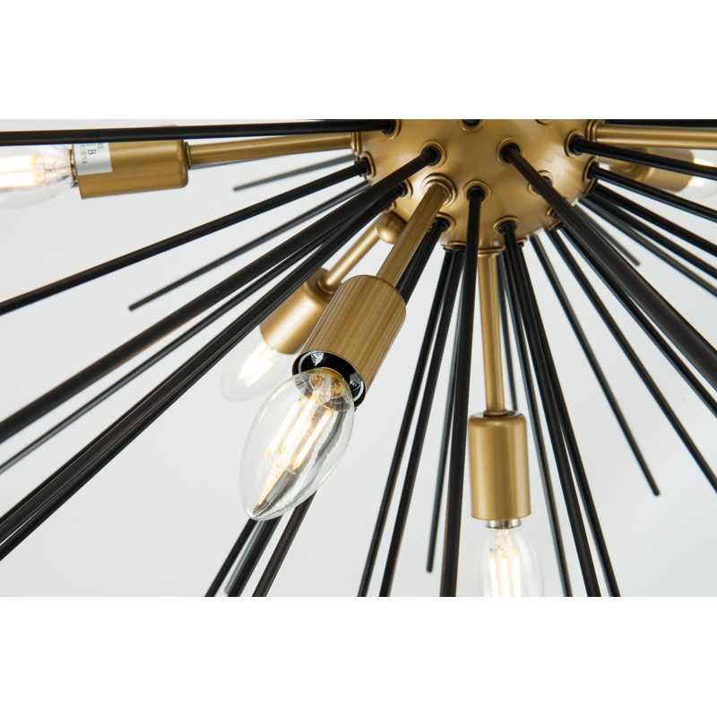 Sumler 8-Light Dimmable Sputnik Sphere Chandelier, Brass/Black, 18" H x 20" W x 20" D