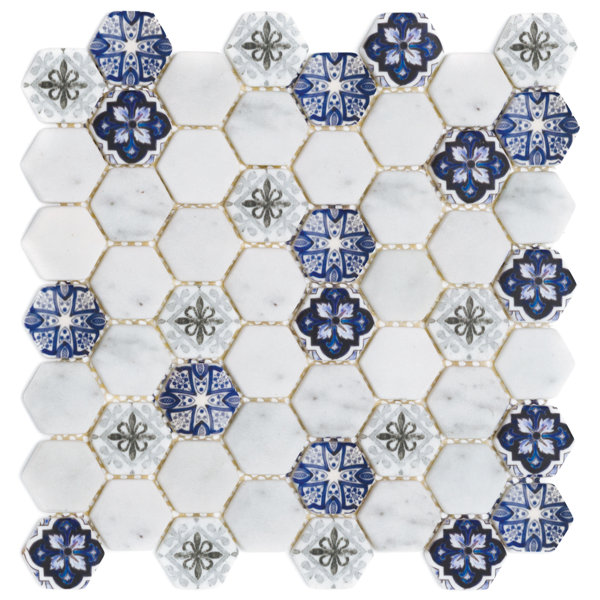 1.5" x 1.5" Glass Honeycomb Mosaic Tile