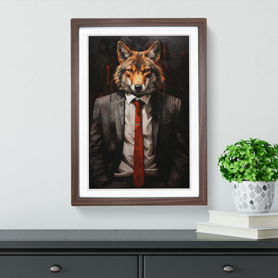 Wolf in a Suit Painting No.3 1 Piece Single Picture Frame Wall Art
