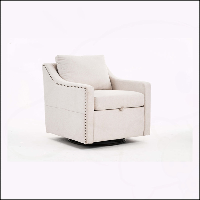 Fauteuil d'appoint pivotant à 360 ° en tissu de lin avec revêtement