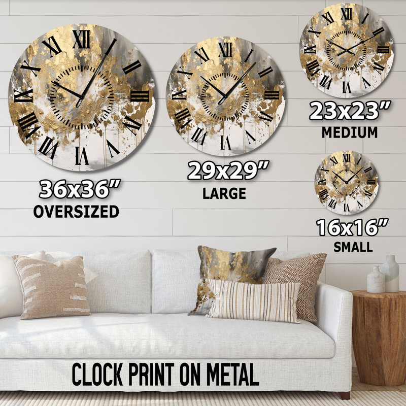 Horloge murale Modern Golden Drip, Surdimensionné