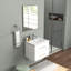 Ensemble de meuble-lavabo mural 24 po avec lavabo et miroir, deux tiroirs, lavabo en céramique, structure en aluminium, assemblage facile, métal à poignée longue, 2 tiroirs de rangement-125515321