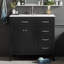 Meuble-lavabo noir 36 po avec lavabo en céramique, armoire en bois massif et tiroirs pour salle de bain moderne-829787266
